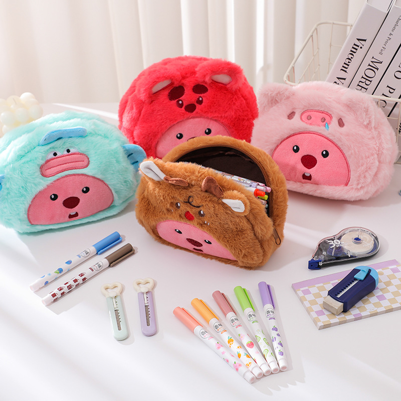 Case With Pencil Holder - Плюшевая сумка-пенал с мультяшным дизайном для